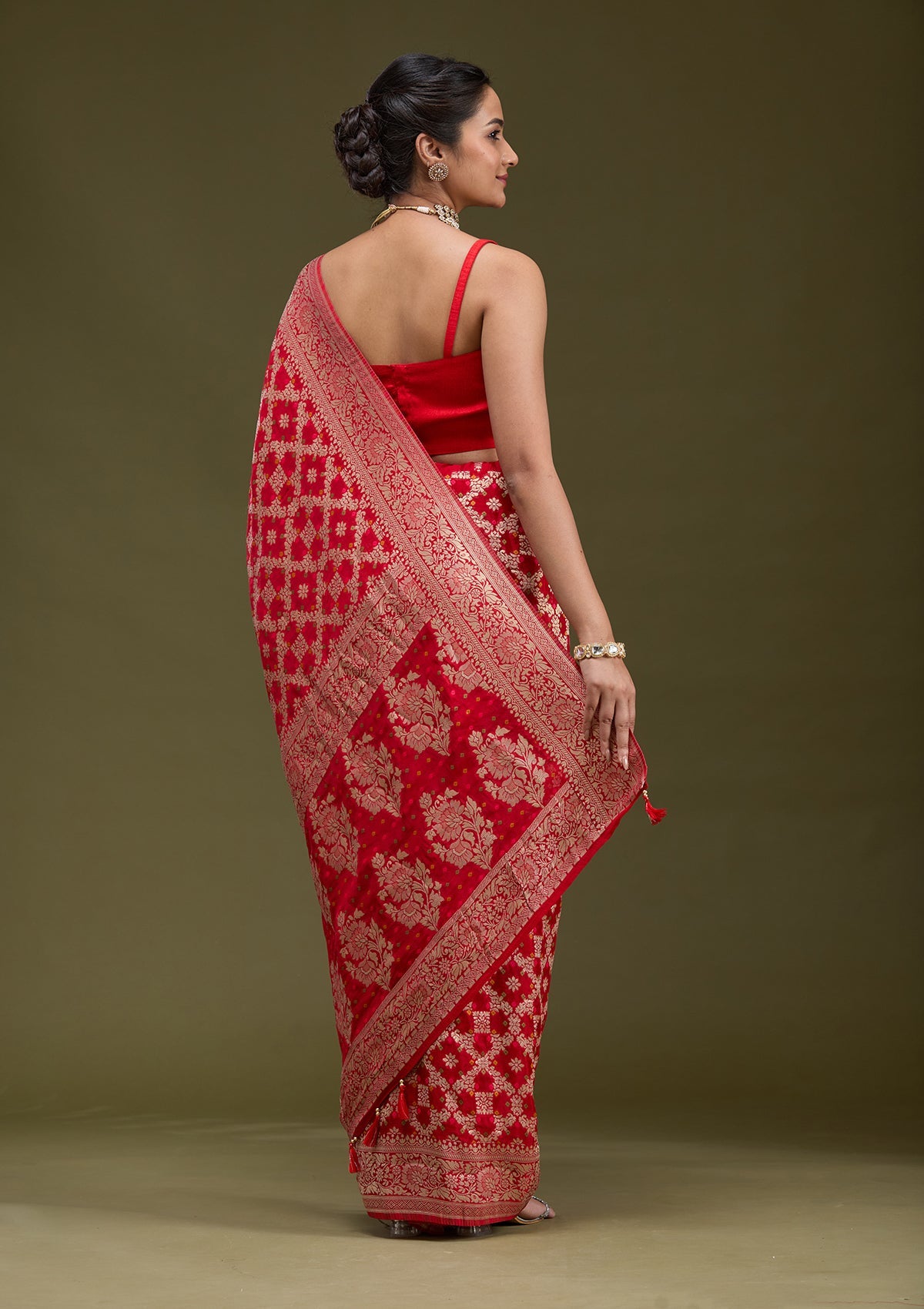 Red Zariwork (Gold) Silk Silk_Saree-koskii