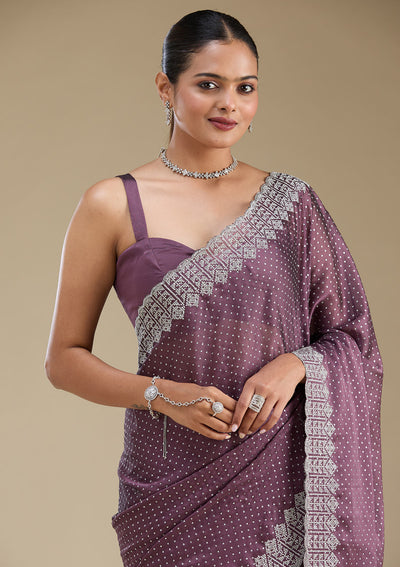 Mauve Zariwork Satin Saree