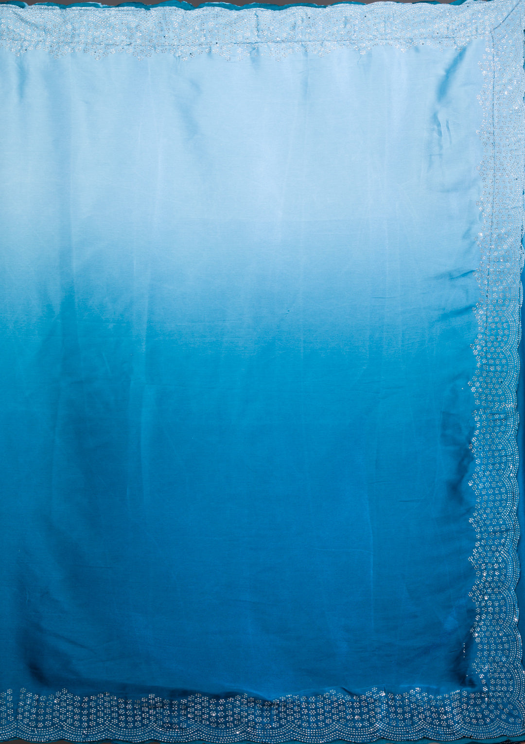 Peacock Blue Swarovski Satin Saree