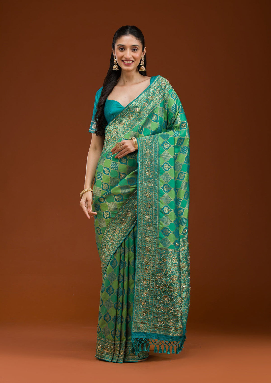 Blue Cutdana Art Silk Saree-Koskii