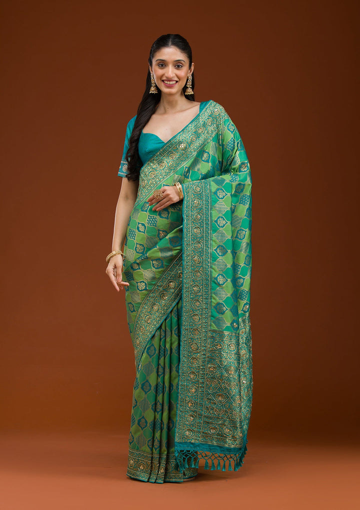 Blue Cutdana Art Silk Saree-Koskii