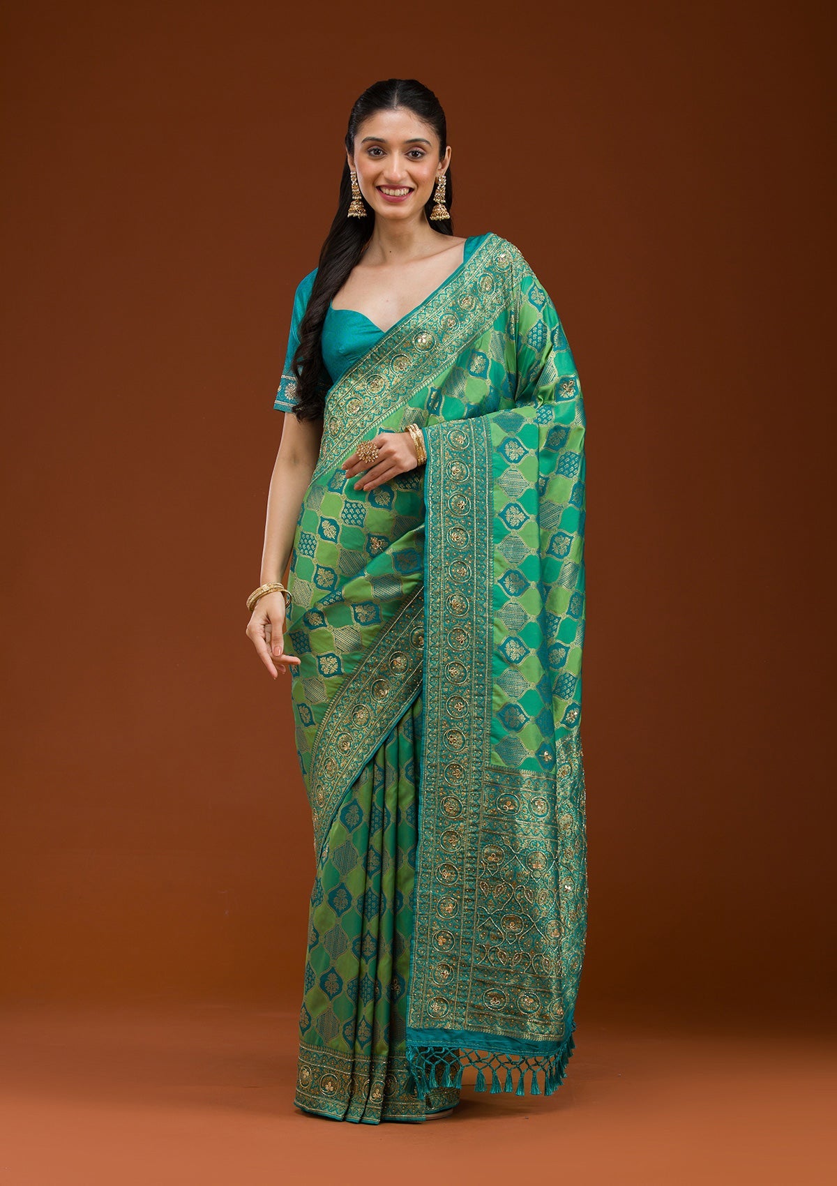 Blue Cutdana Art Silk Saree-Koskii