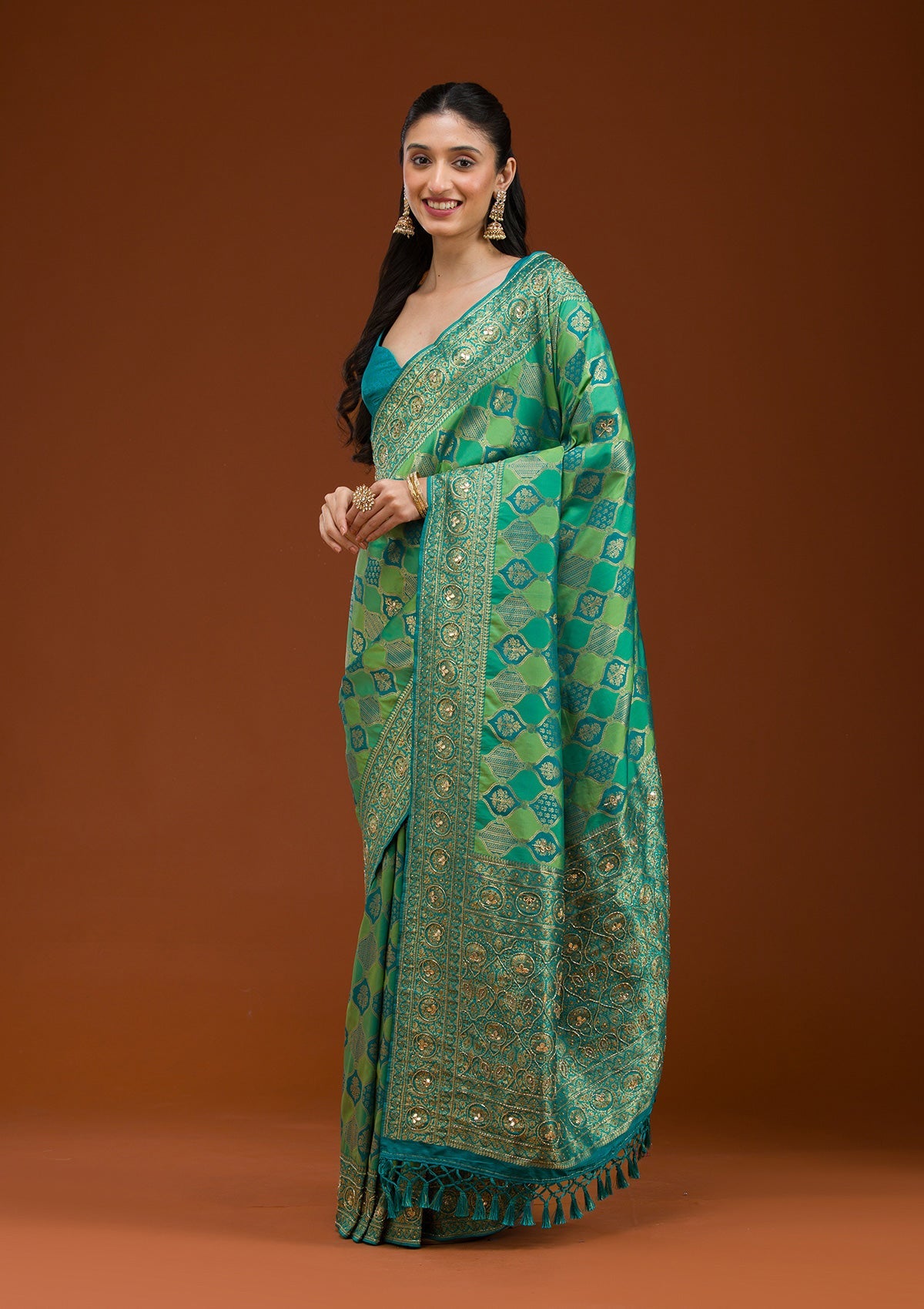 Blue Cutdana Art Silk Saree-Koskii