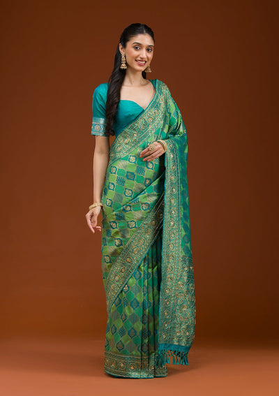 Blue Cutdana Art Silk Saree-Koskii