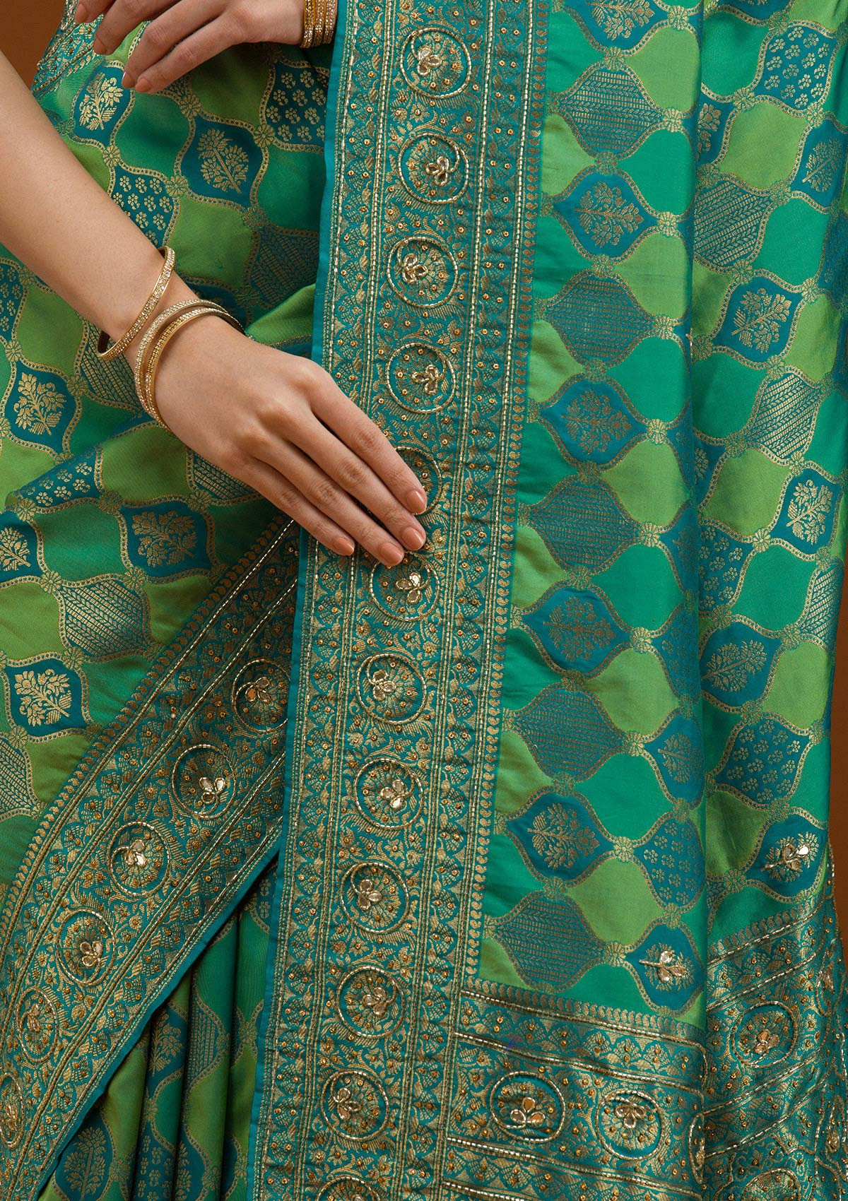 Blue Cutdana Art Silk Saree-Koskii