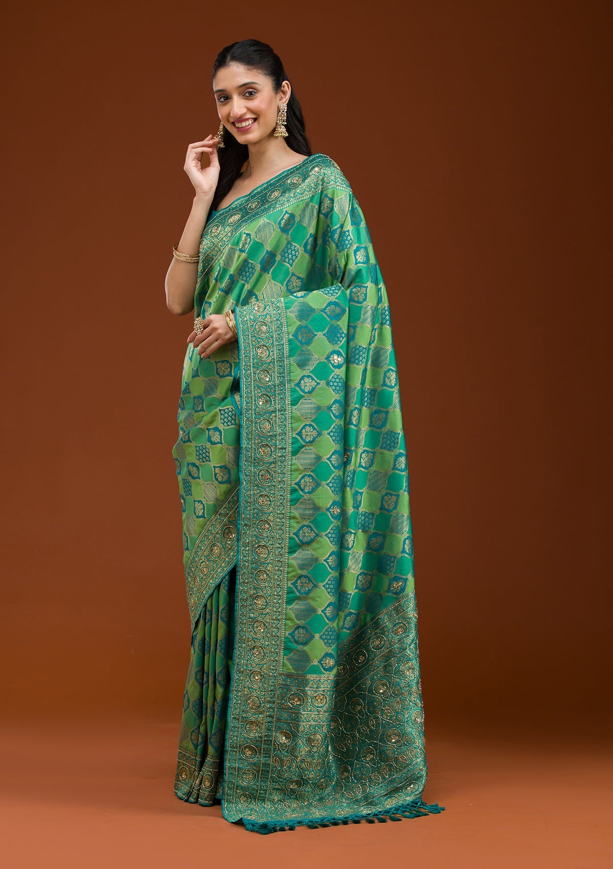 Blue Cutdana Art Silk Saree-Koskii