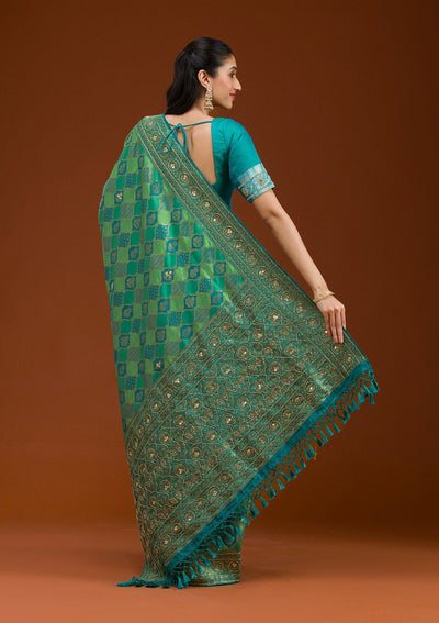 Blue Cutdana Art Silk Saree-Koskii