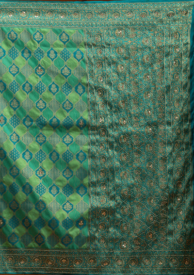 Blue Cutdana Art Silk Saree-Koskii