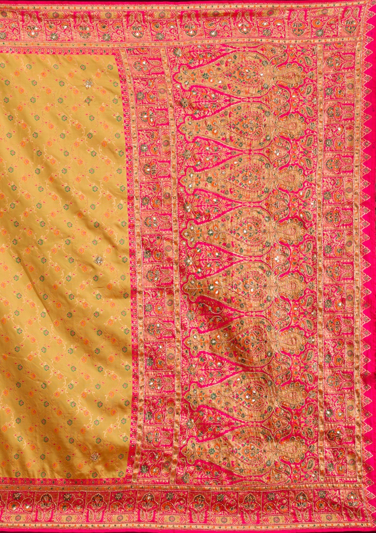 Mehendi Cutdana Art Silk Saree-Koskii