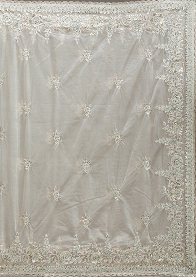 Beige Zariwork Tissue Saree-Koskii