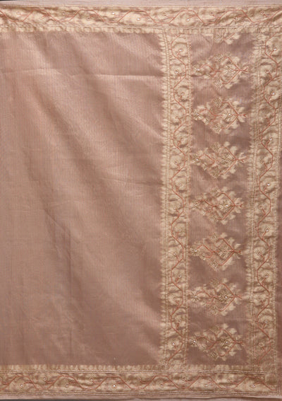 Peach Zariwork Tissue Saree-Koskii