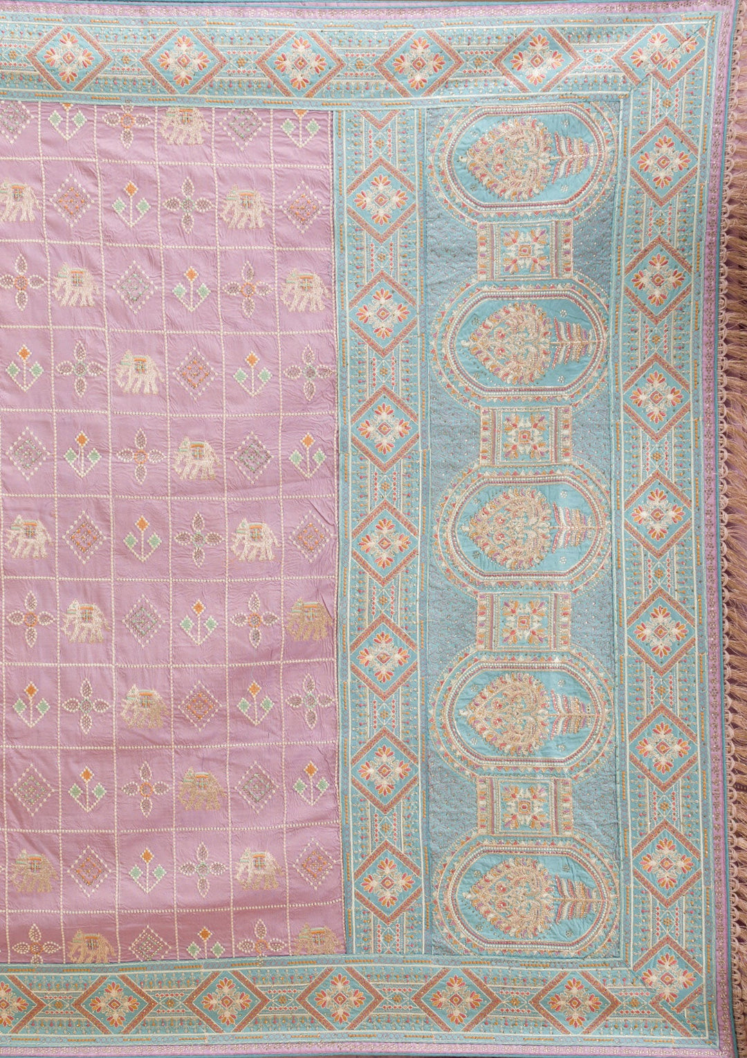 Purple Threadwork Imported Fabric Saree-Koskii