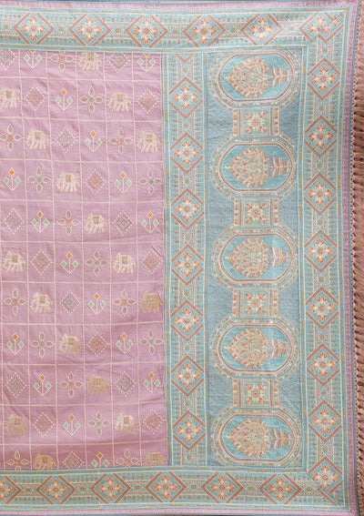 Purple Threadwork Imported Fabric Saree-Koskii