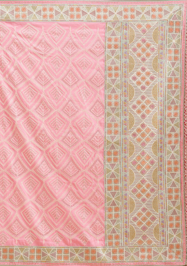 Baby Pink Stonework Imported Fabric Saree-Koskii