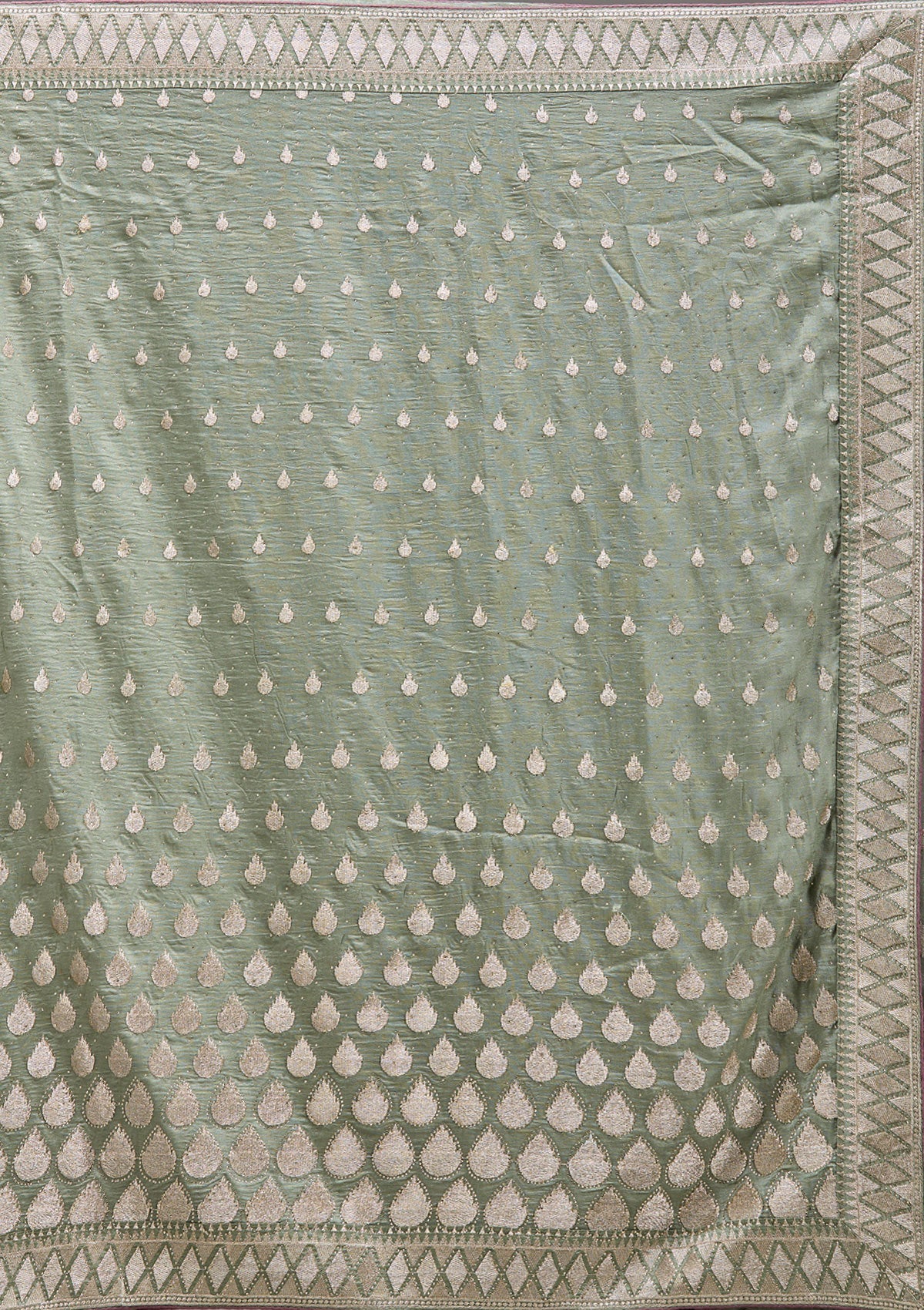 Pista Green Stonework Art Silk Saree-Koskii