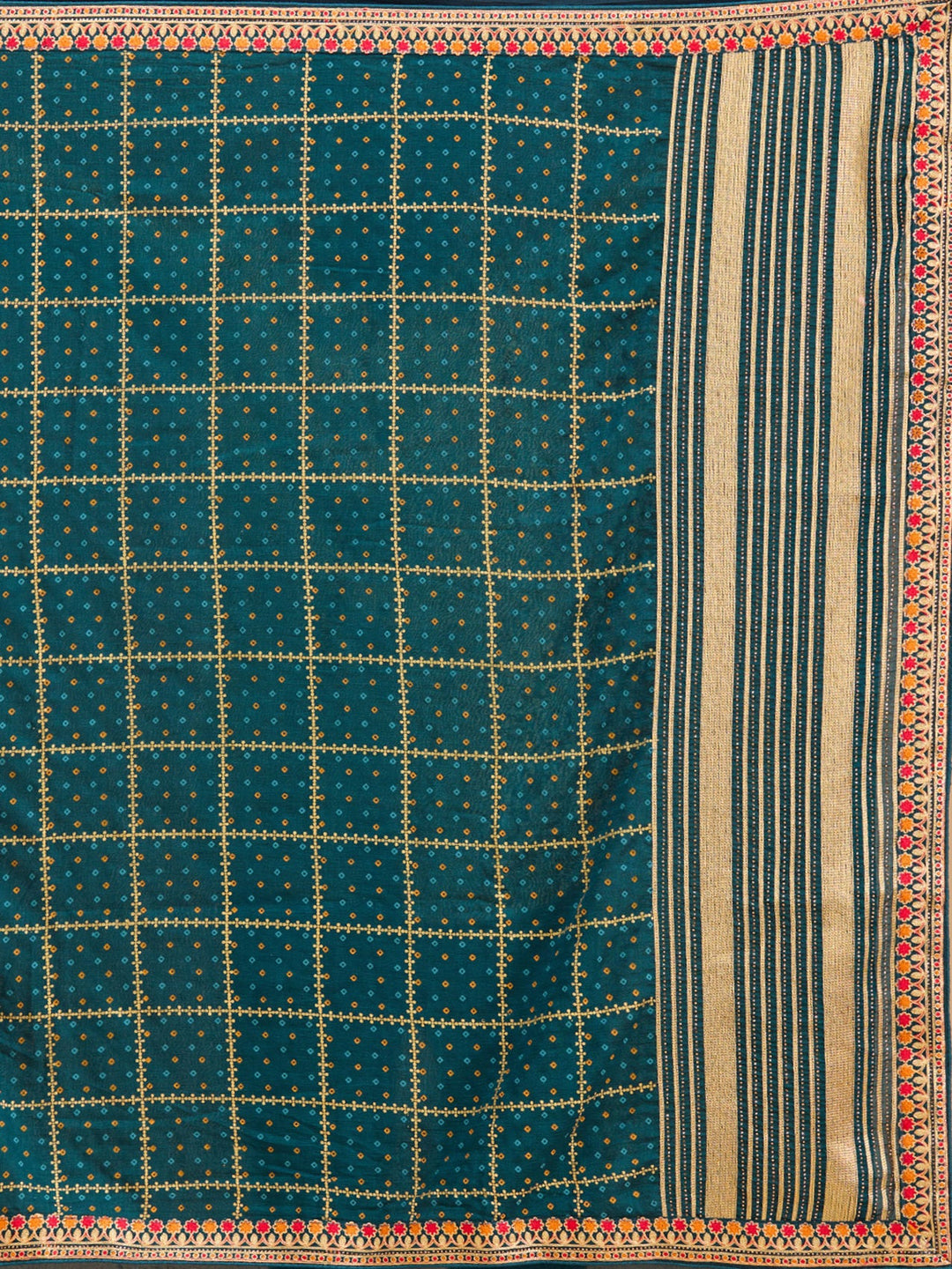 Peacock Blue Zariwork (Gold) Soft Raw Silk Saree-Koskii