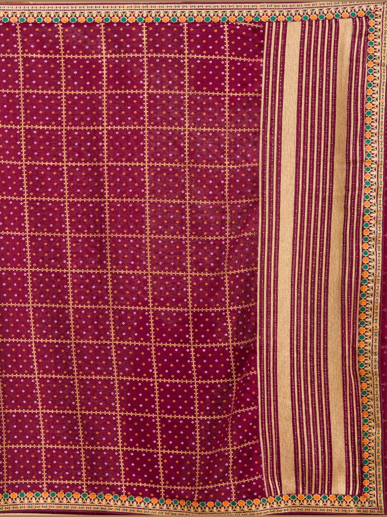Wine Zariwork (Gold) Soft Raw Silk Saree-Koskii