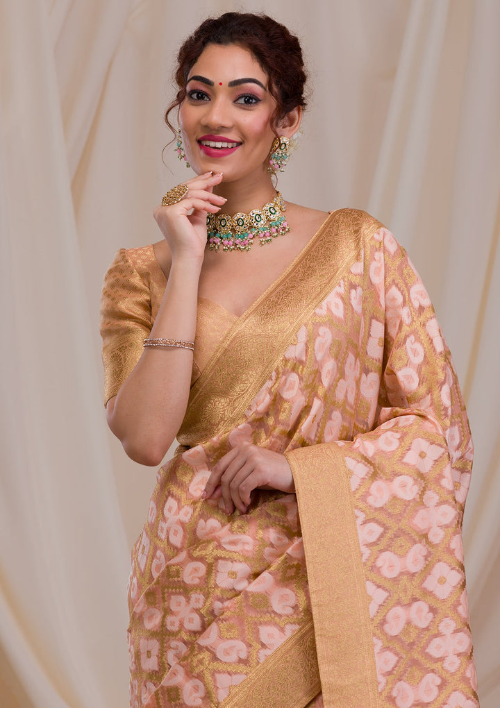 Onion Pink Sequins Georgette Designer Saree-Koskii