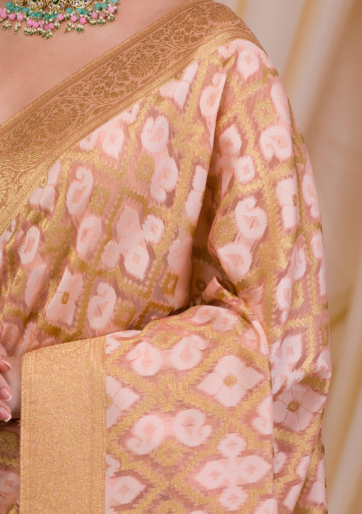 Onion Pink Sequins Georgette Designer Saree-Koskii