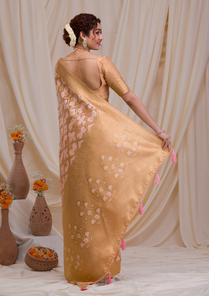 Mustard Sequins Georgette Designer Saree-Koskii