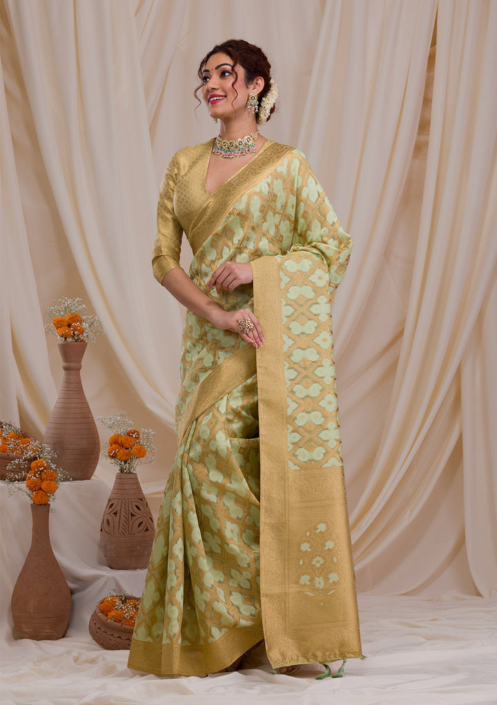 Mustard Sequins Georgette Designer Saree-Koskii