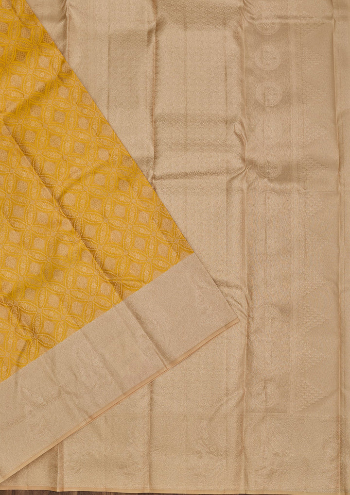 Yellow Zariwork Pure Silk Saree-Koskii