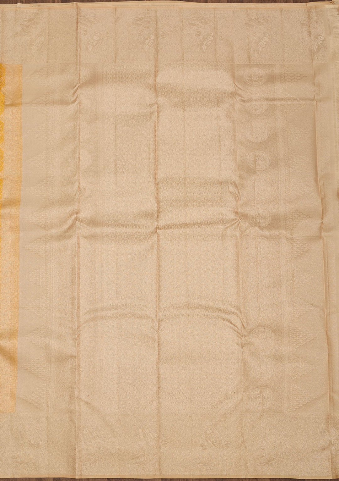 Yellow Zariwork Pure Silk Saree-Koskii