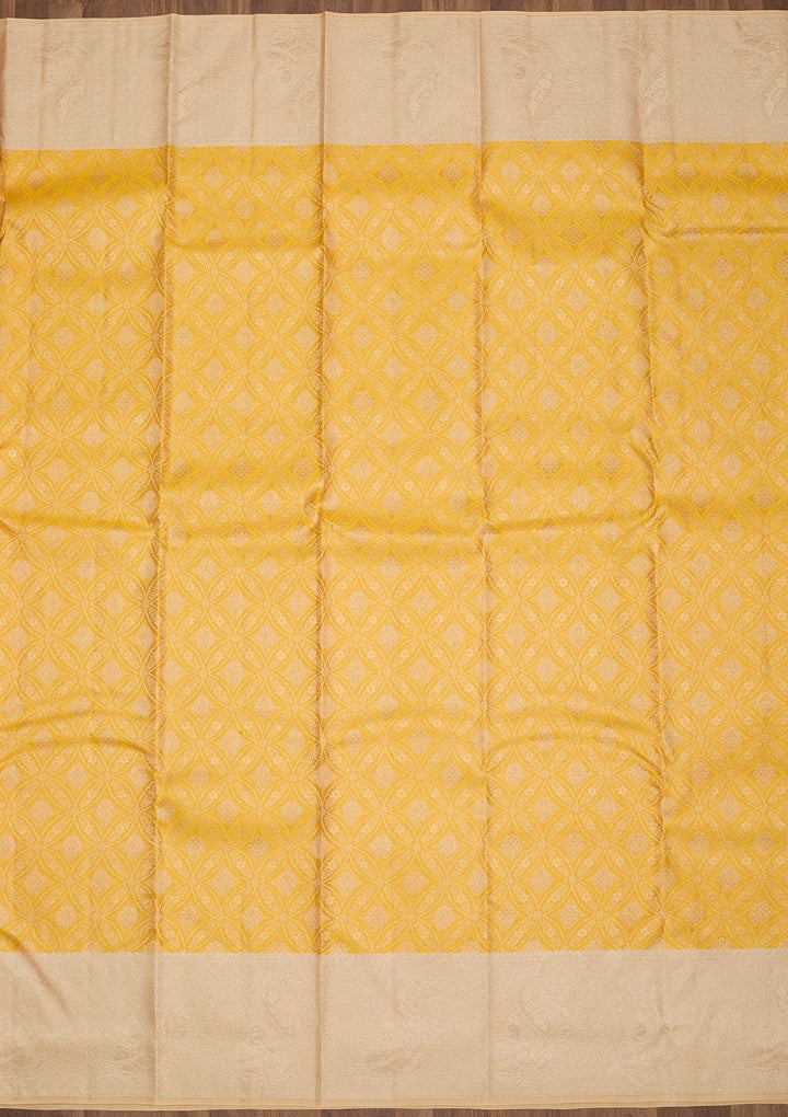 Yellow Zariwork Pure Silk Saree-Koskii
