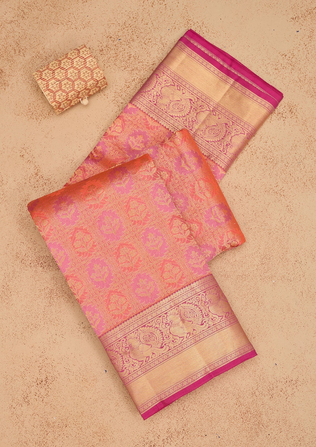 Orange Zariwork Pure Silk Saree-Koskii