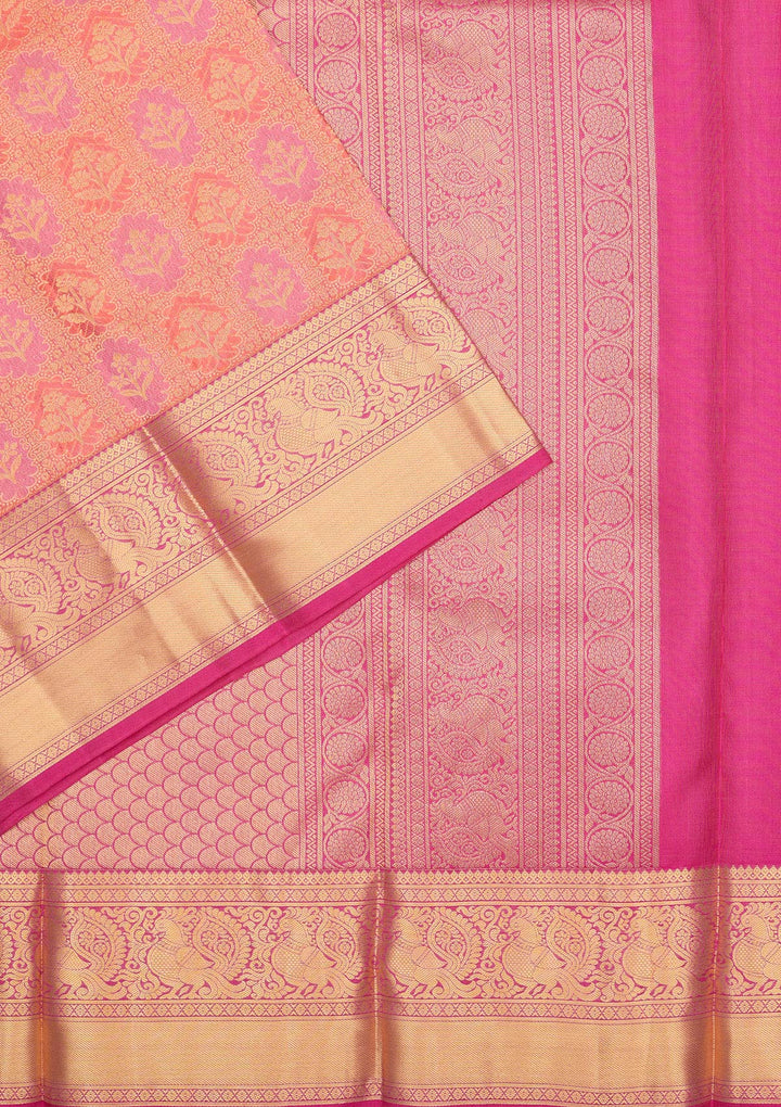 Orange Zariwork Pure Silk Saree-Koskii