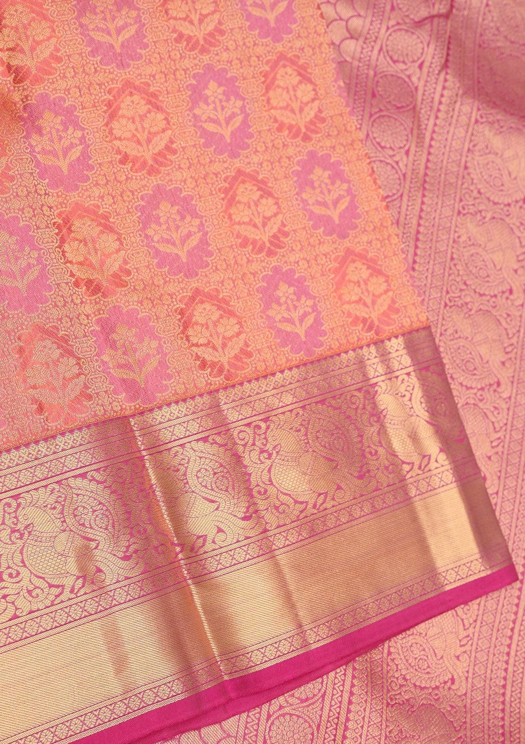 Orange Zariwork Pure Silk Saree-Koskii
