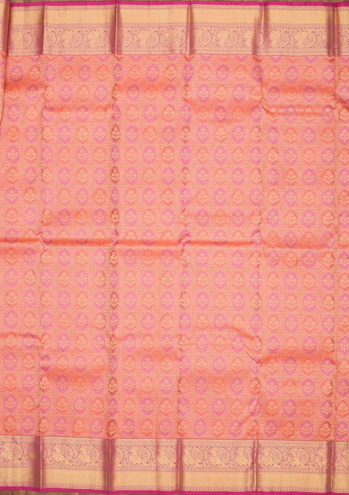 Orange Zariwork Pure Silk Saree-Koskii