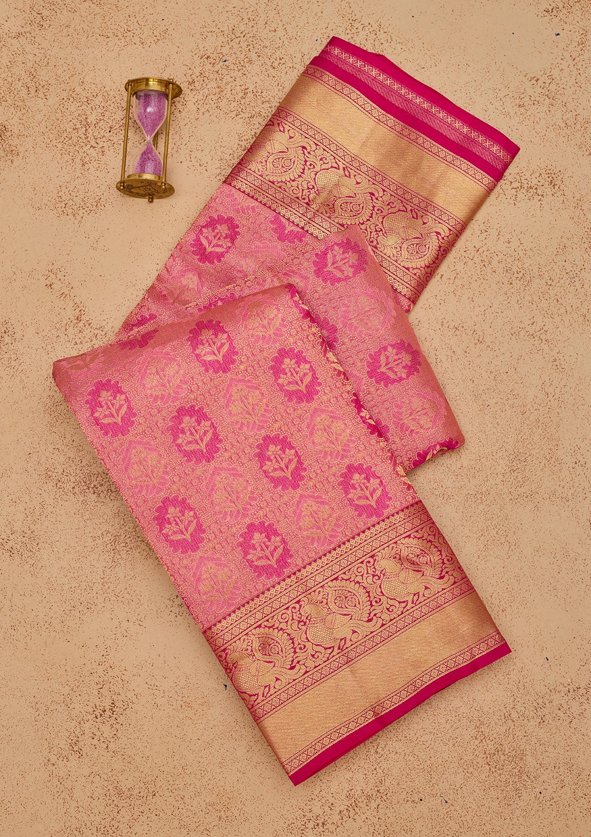 Pink Zariwork Pure Silk Saree-Koskii