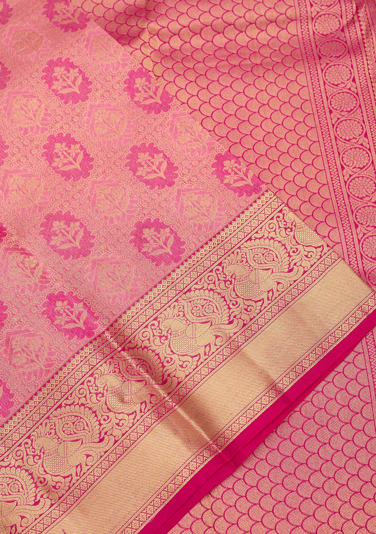 Pink Zariwork Pure Silk Saree-Koskii