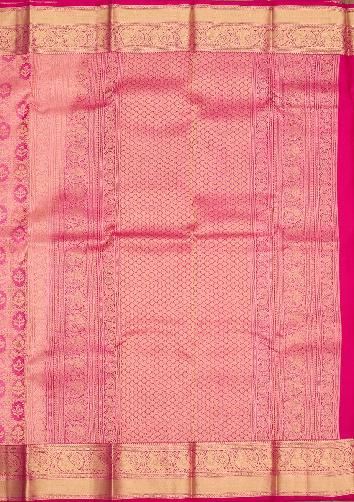 Pink Zariwork Pure Silk Saree-Koskii