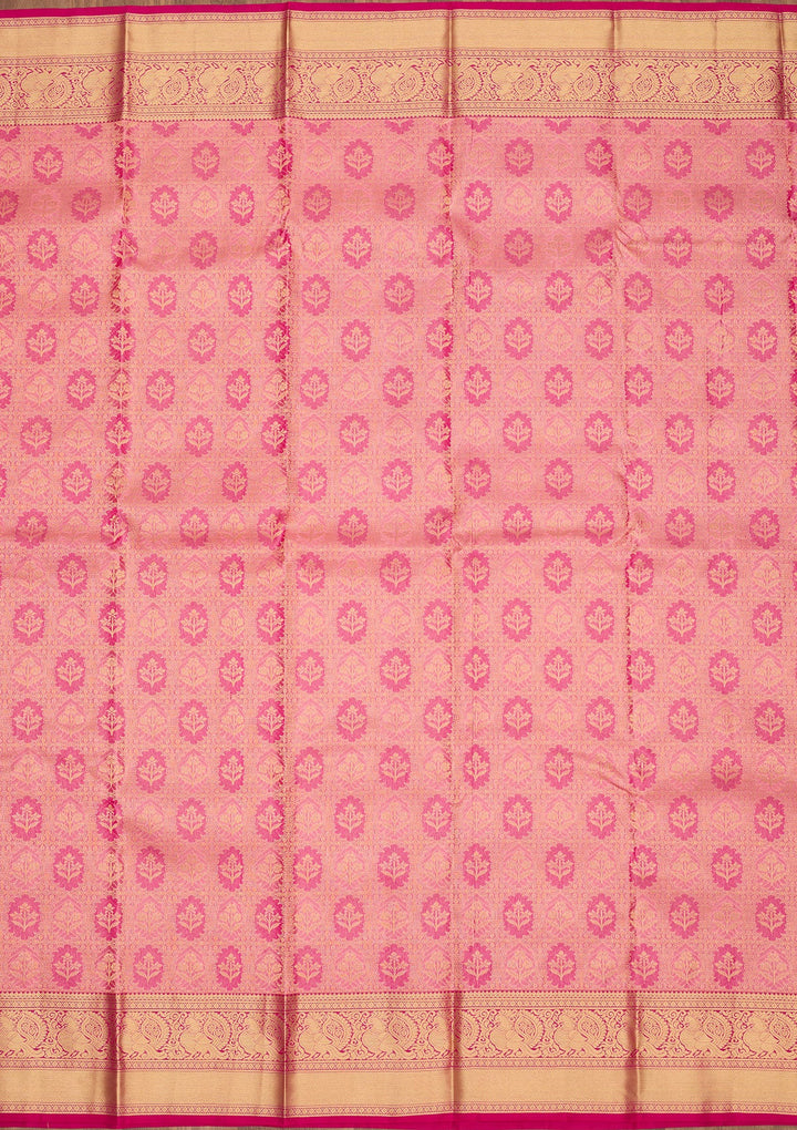 Pink Zariwork Pure Silk Saree-Koskii