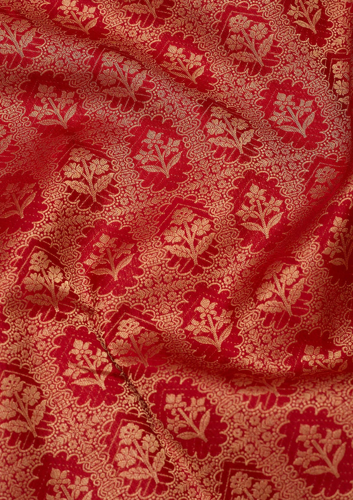 Red Zariwork Pure Silk Saree-Koskii