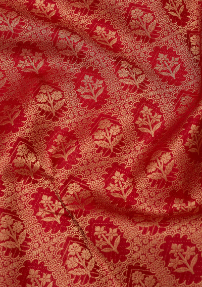 Red Zariwork Pure Silk Saree-Koskii