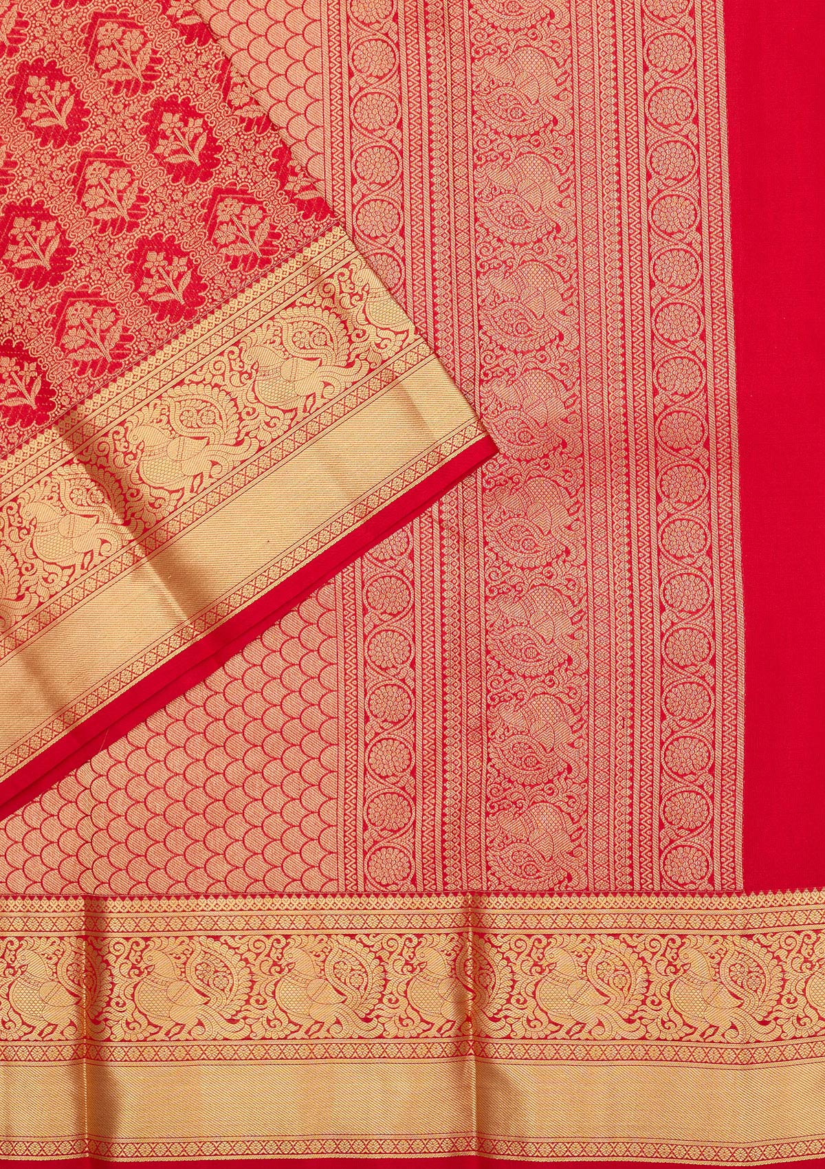 Red Zariwork Pure Silk Saree-Koskii