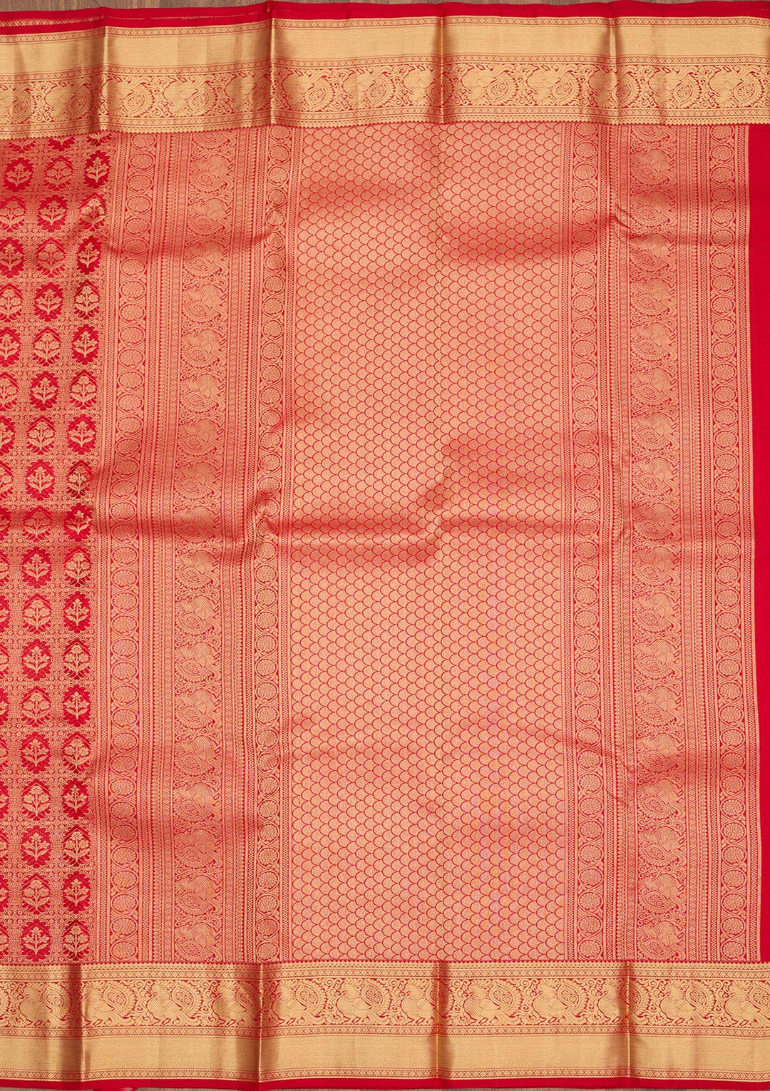 Red Zariwork Pure Silk Saree-Koskii