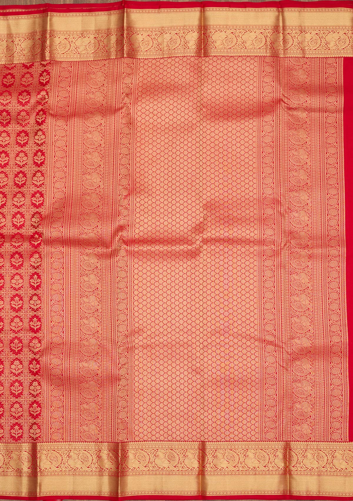 Red Zariwork Pure Silk Saree-Koskii