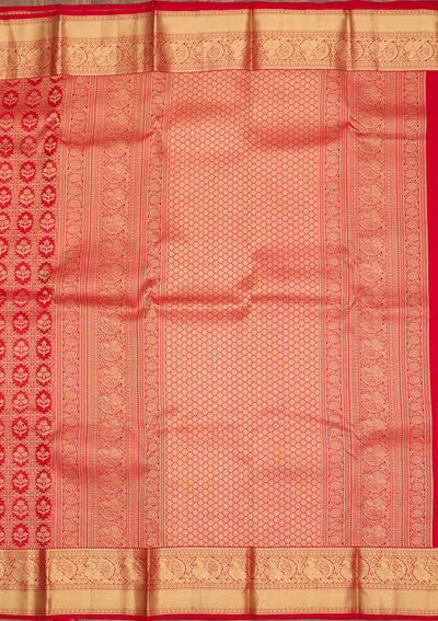 Red Zariwork Pure Silk Saree-Koskii