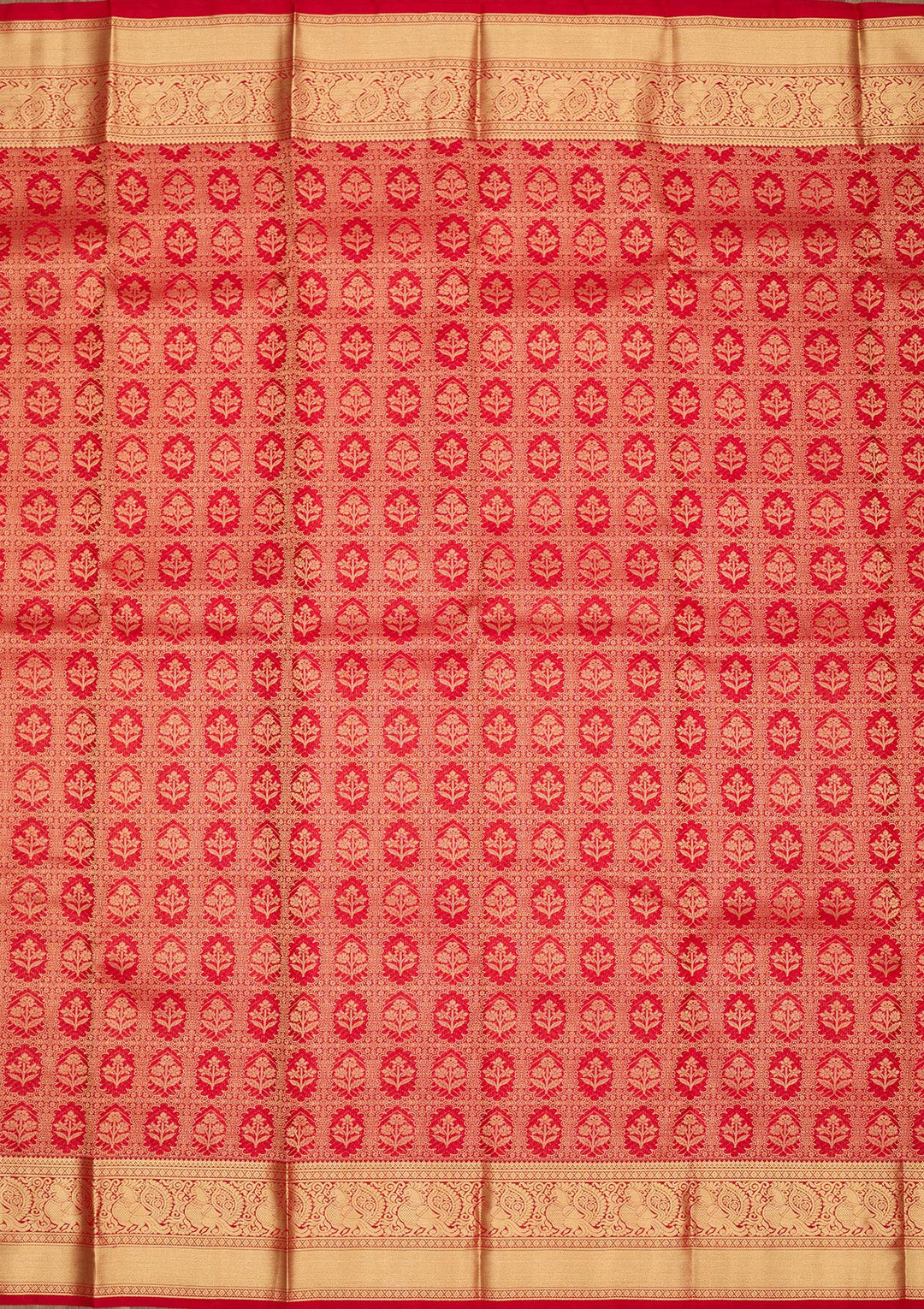 Red Zariwork Pure Silk Saree-Koskii