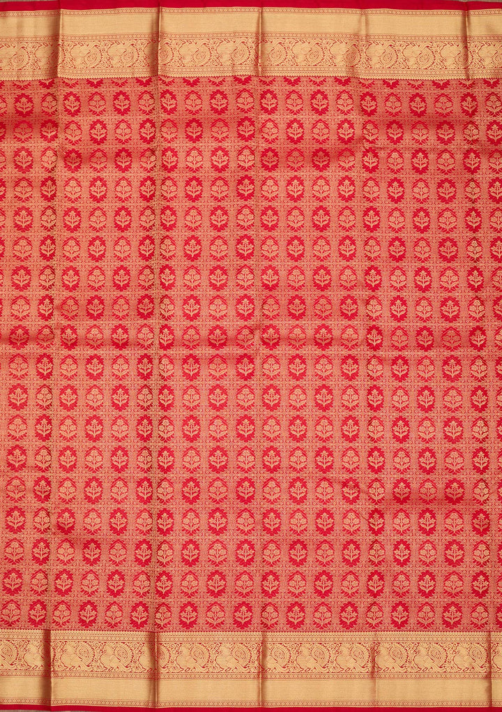 Red Zariwork Pure Silk Saree-Koskii