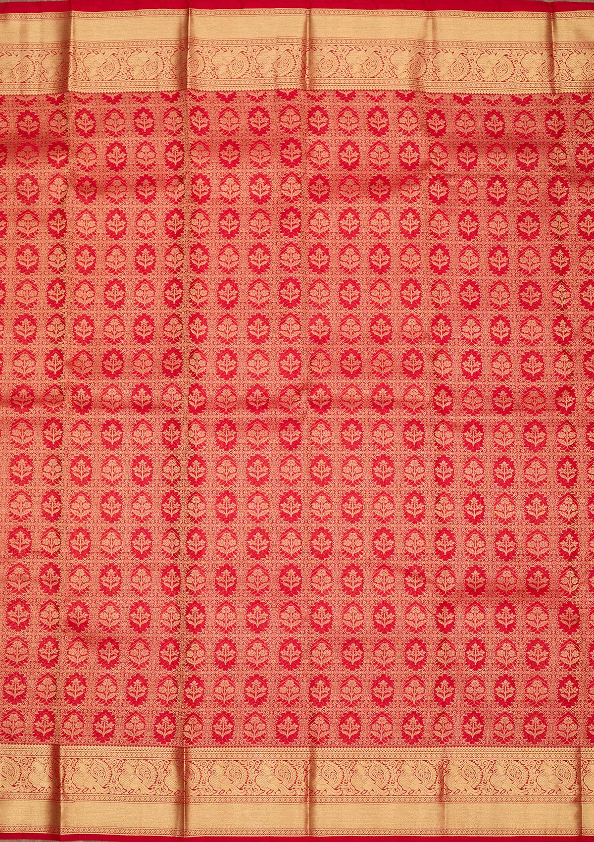 Red Zariwork Pure Silk Saree-Koskii