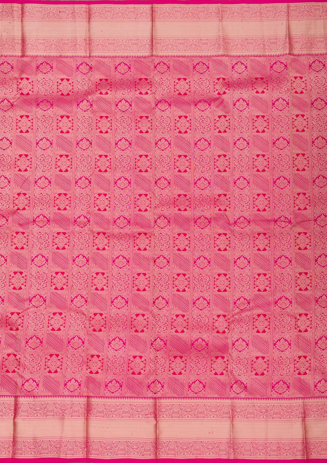 Magenta Pink Zariwork Pure Silk Saree-Koskii