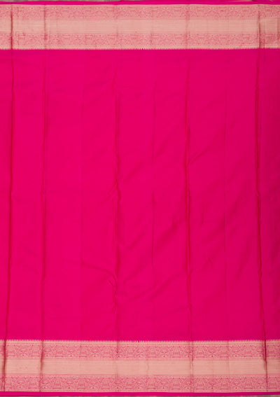 Magenta Pink Zariwork Pure Silk Saree-Koskii