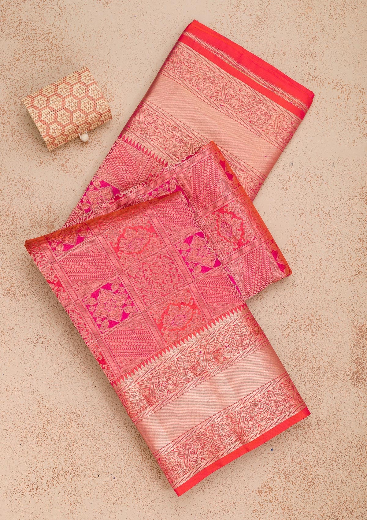 Orange Zariwork Pure Silk Saree-Koskii