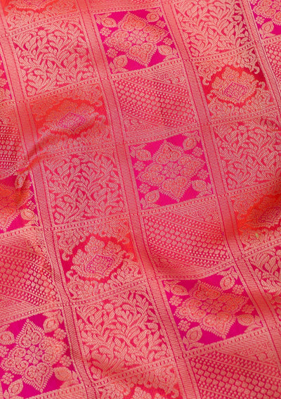 Orange Zariwork Pure Silk Saree-Koskii