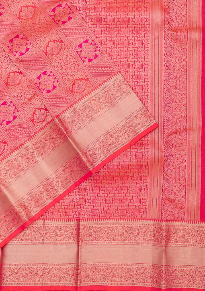 Orange Zariwork Pure Silk Saree-Koskii